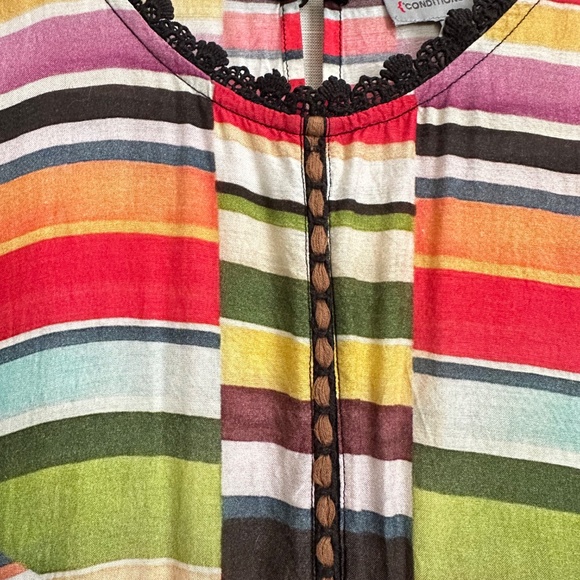 CONDITIONS APPLY by ANTHROPOLOGIE Multi Stripe Babydoll Top Size M - Picture 2 of 4
